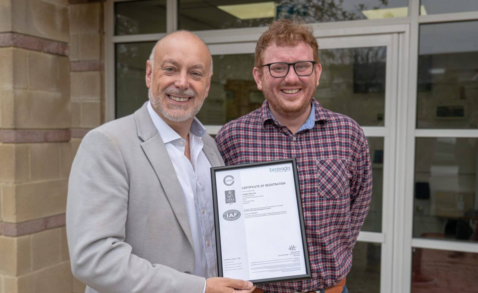 Insight Data celebrate ISO 9001 certification