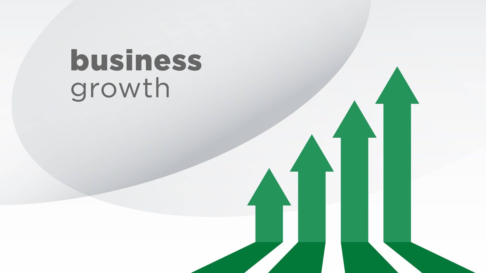 Business growth text with arrows facing upwards