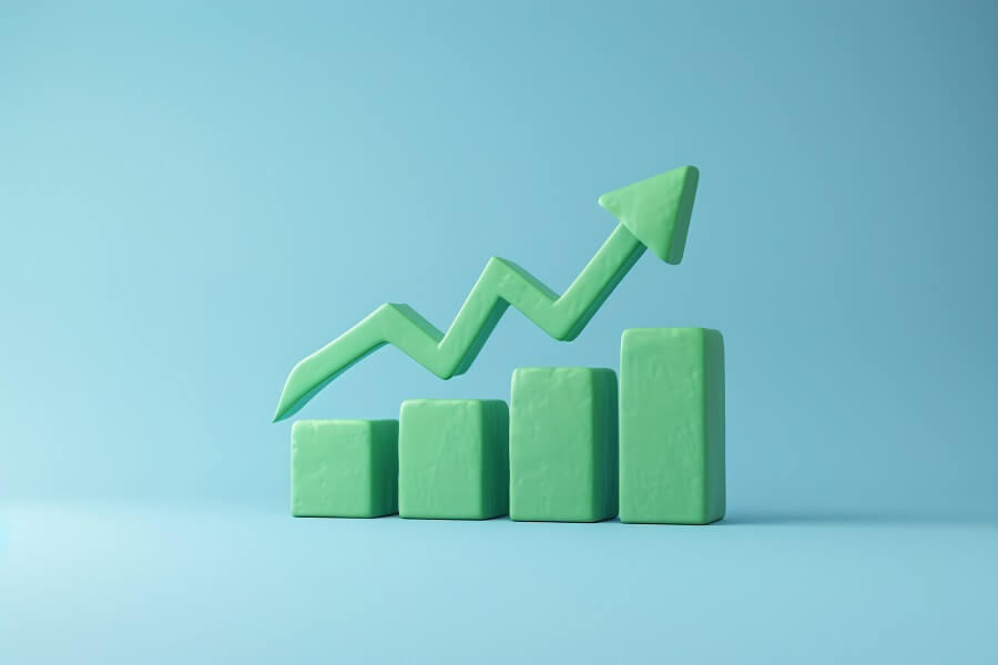B2B data supplier sales growth bar chart illustration