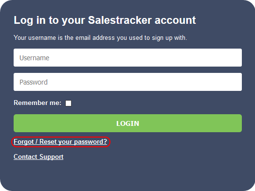 Salestracker - Forgot Password 1