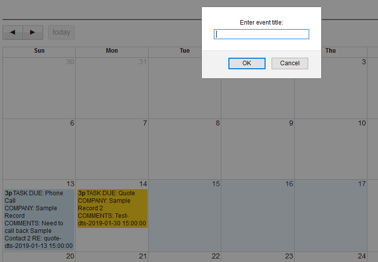 Salestracker Calendar Add Events