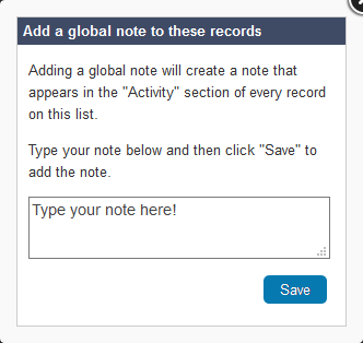 Salestracker - View List Global Note