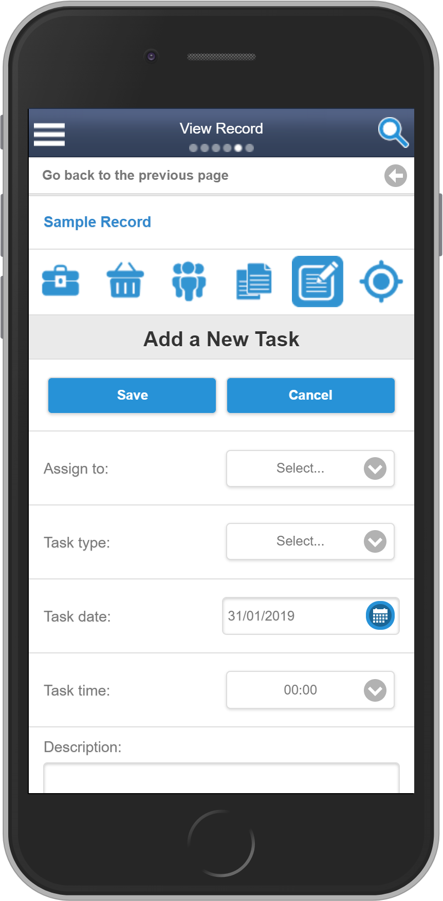 Salestracker Mobile Tasks Add New Task